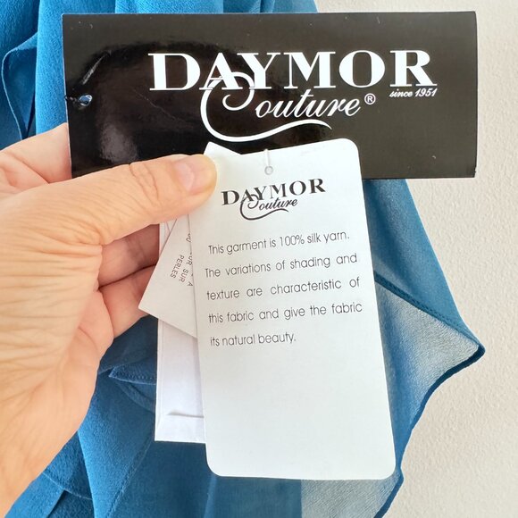 💃 NWT Alexander by Daymor Teal Cold Shoulder Tiered Dress Sz 8 –Wedding, Formal - Picture 8 of 12